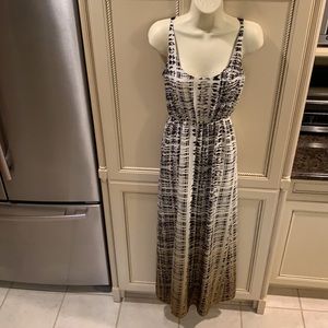 Like Mynded Ombré Maxi Dress White Blk Tan XS Mesh